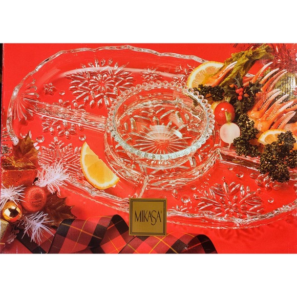 Mikasa Dining Mikasa Crystal Snowflake Chip And Dip 5 Set Sa 96560
